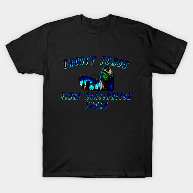 Halloween Groovy Tombs Tour 8 BIt Art T-Shirt by 8 Fists of Tees